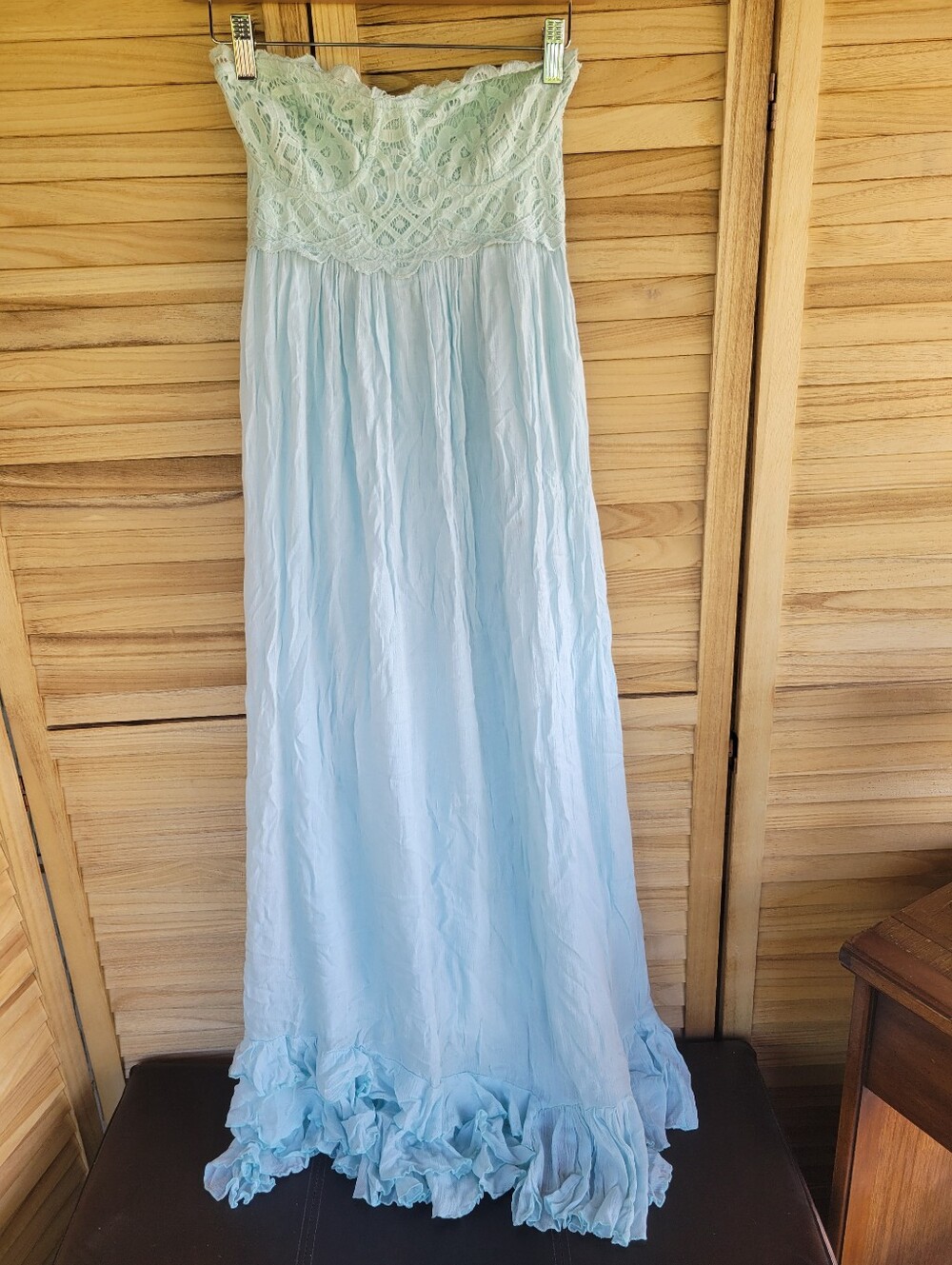 Free People Medium Sleeveless Maxi Dress Blue Strapless Feminine Boho Blue